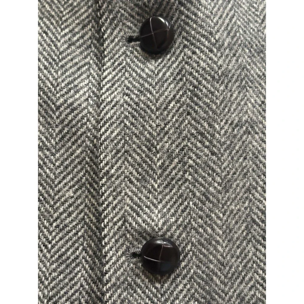 Vintage Imperial Haggar 100% Pure Wool Herringbone Tweed Blazer Size 42 Made USA